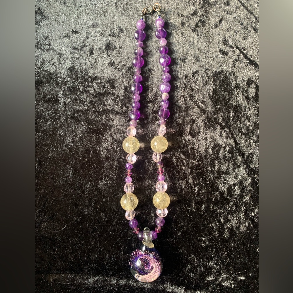 Borosilicate blown glass Amethyst necklace